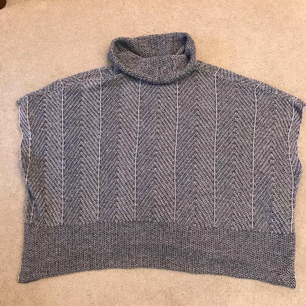 Eight Eight Eight Knit Poncho Sweater Womens Size 3X Cowl Neck Grey Cotton - Picture 3 of 7